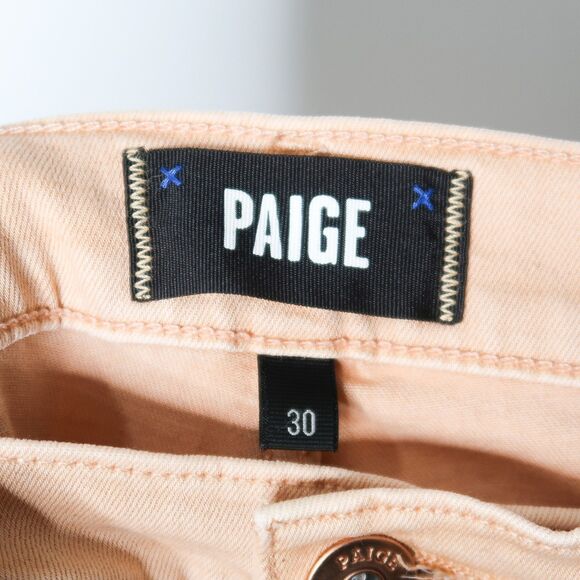 Paige Jeans Mens Size 30 Peach Lennox Slim Straight Distressed Hem - Picture 3 of 9